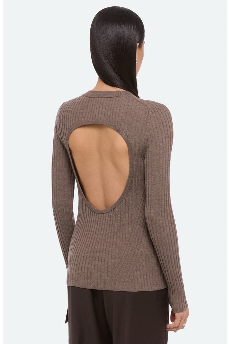 Cutout Back Rib Top, Alternate, color, LIGHT BROWN MELANGE