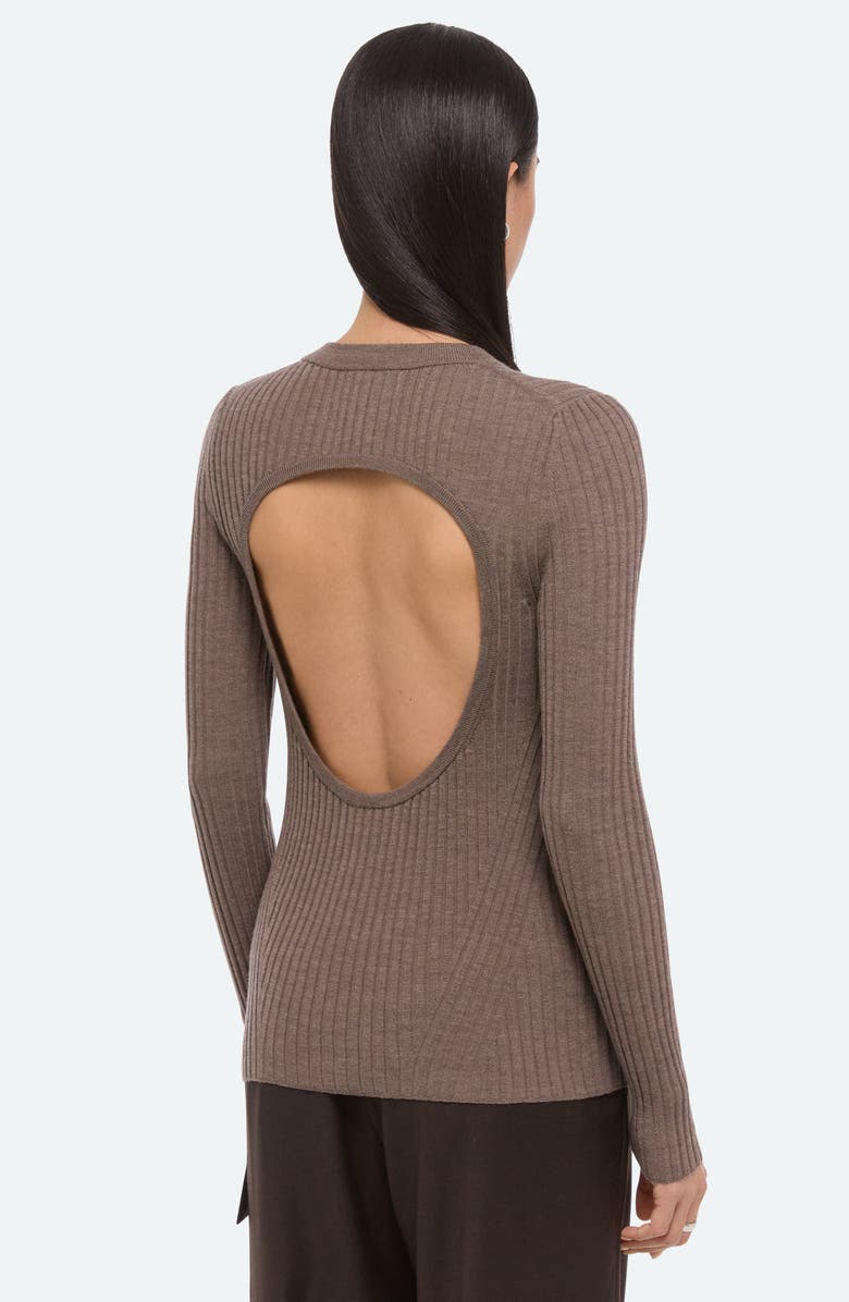 Helmut Lang Cutout Back Rib Top, Alternate, color, Light Brown Melange