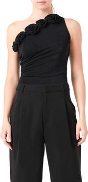 Endless Rose Rosette Detail One-Shoulder Bodysuit