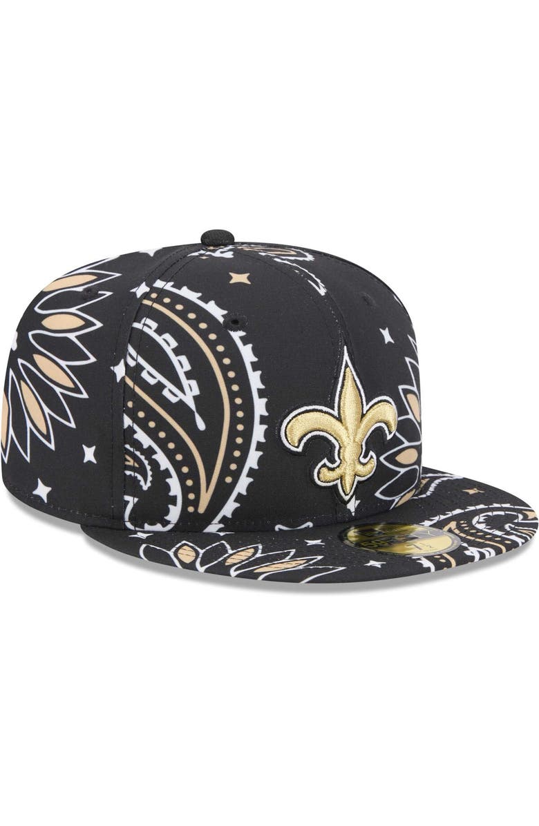 New Era Men's New Era Black New Orleans Saints Paisley 59FIFTY Fitted Hat, Alternate, color, Black