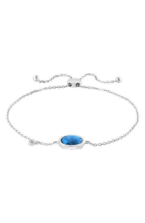 Oval Cut Blue Topaz Slide Bracelet
