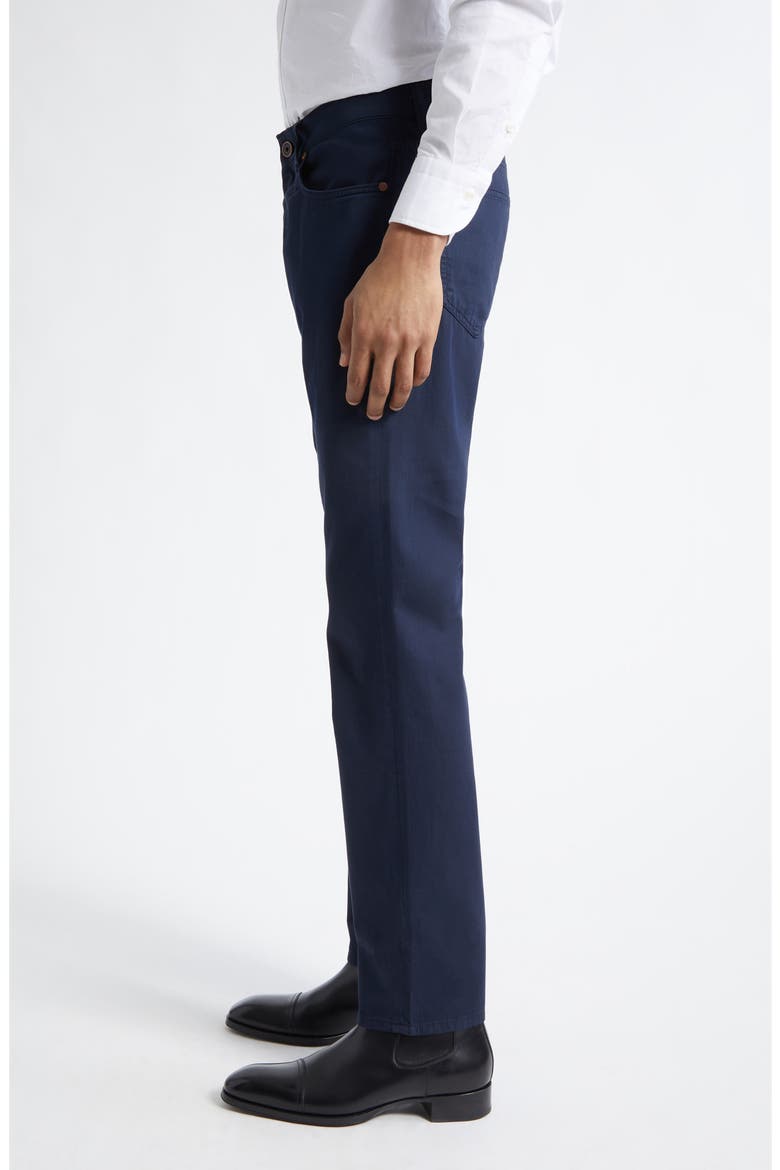 Five-Pocket Cotton Stretch Herringbone Slim Fit Pants, Alternate, color, NAVY