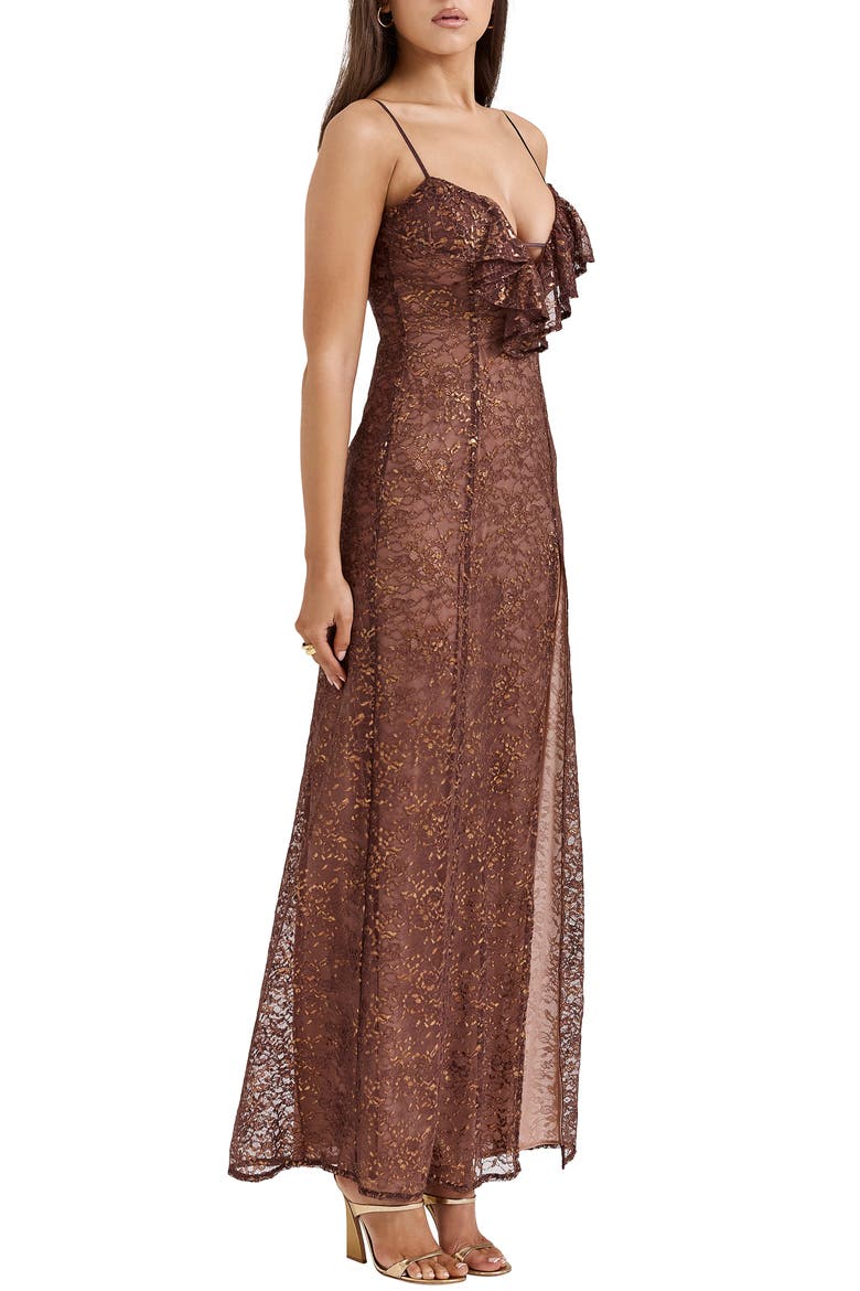 Lucianna Metallic Lace Sleeveless Gown, Alternate, color, PEPPERCORN