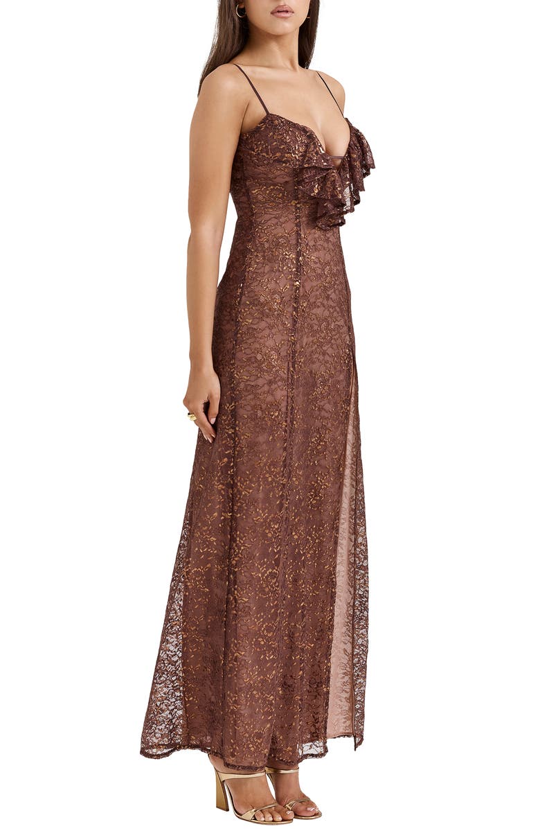 HOUSE OF CB Lucianna Metallic Lace Sleeveless Gown, Alternate, color, Peppercorn