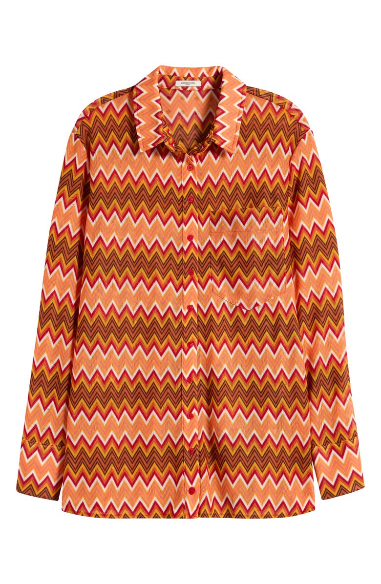 Mistress Rocks Chevron Stripe Oversize Button-Up Shirt, Alternate, color, Multi Colour - Orange