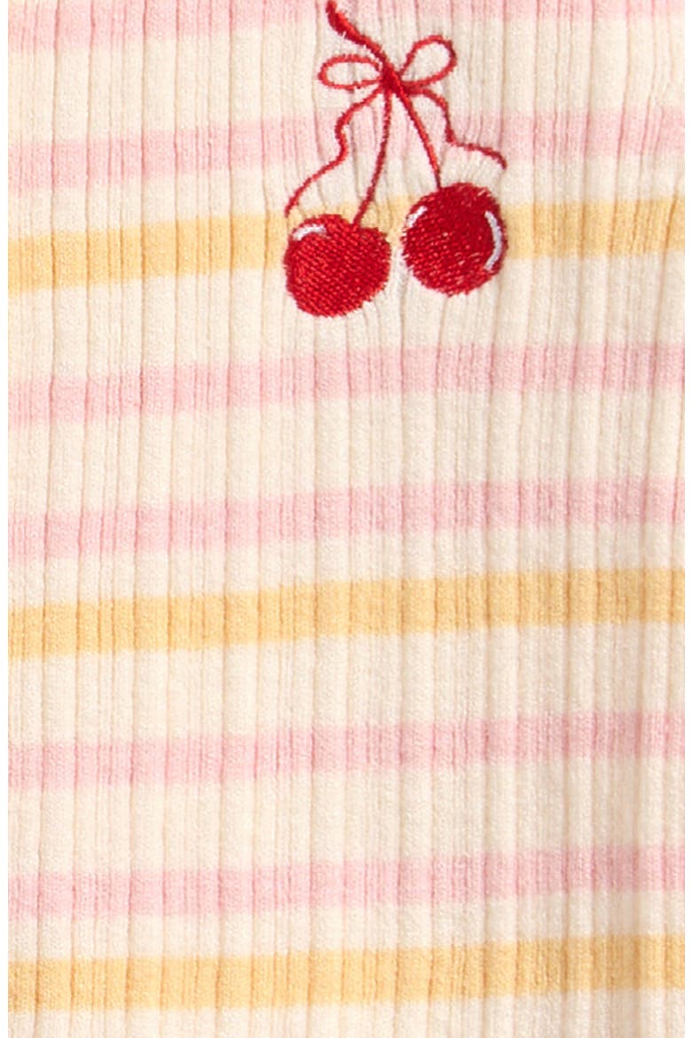 Kids' Embroidered Short Sleeve Polo Sweater, Alternate, color, PINK YELLOW CHERRY