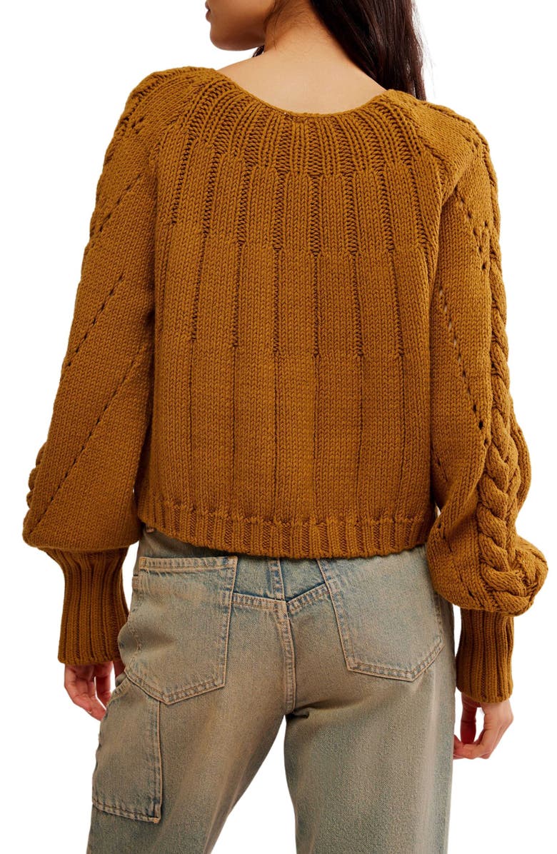 Free People Sandre Cable Stitch Pullover Sweater, Alternate, color,