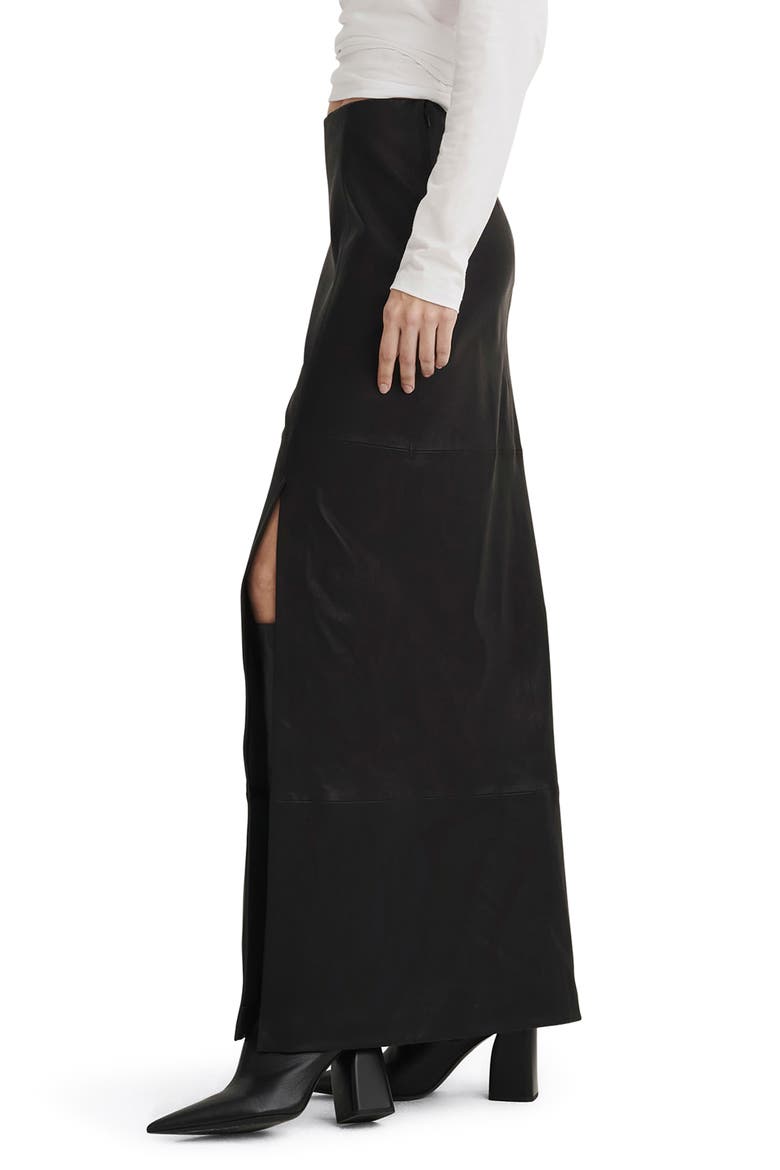 Ilana Stretch Leather Maxi Skirt, Alternate, color, BLACK