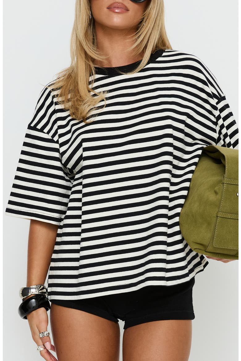 Settle Down Stripe Oversize T-Shirt, Main, color, BLACK / WHITE STRIPE