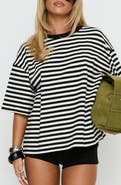 Princess Polly Settle Down Stripe Oversize T-Shirt