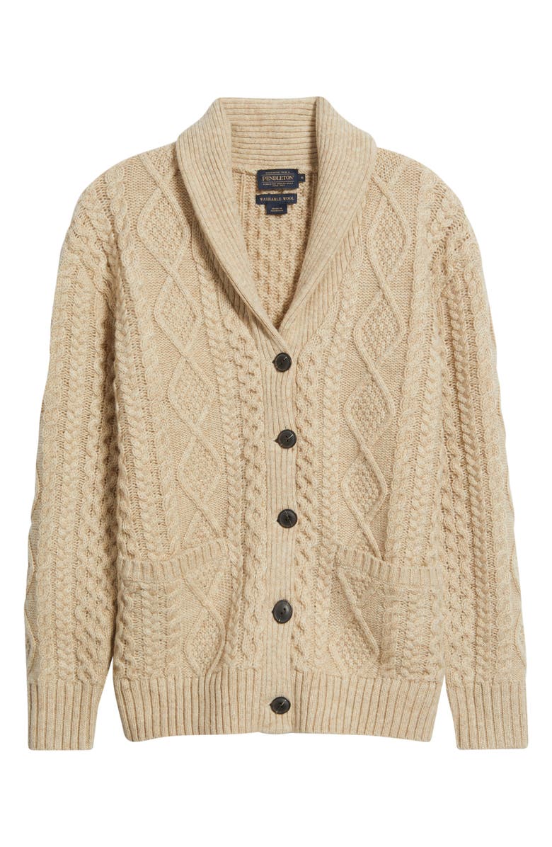 Pendleton Wool Fisherman Cardigan, Alternate, color, Driftwood