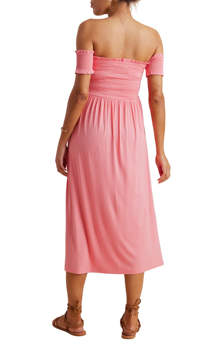 A PEA IN THE POD Off the Shoulder Maternity Midi Dress, Alternate, color, Strawberry Pink