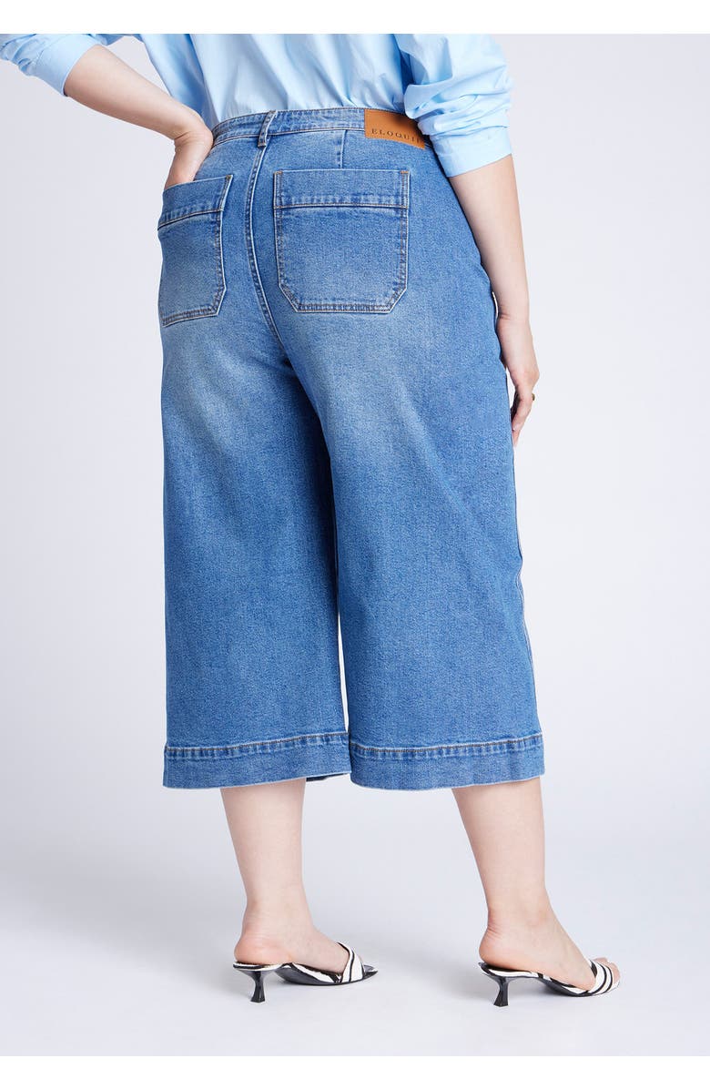 ELOQUII Denim Culotte, Alternate, color, 