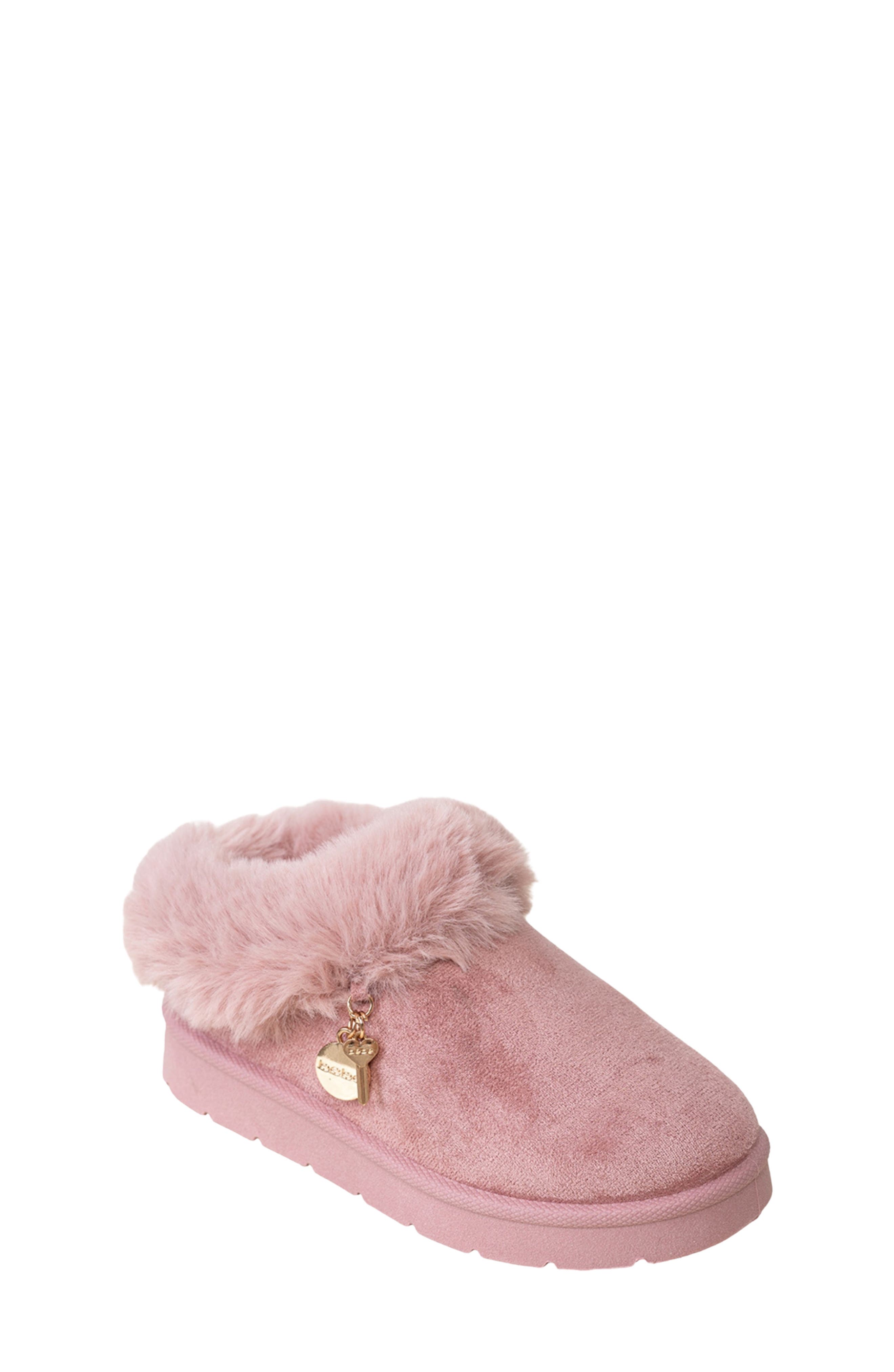 Bebe Kids' Faux Fur Trim Bootie In Dark Mauve