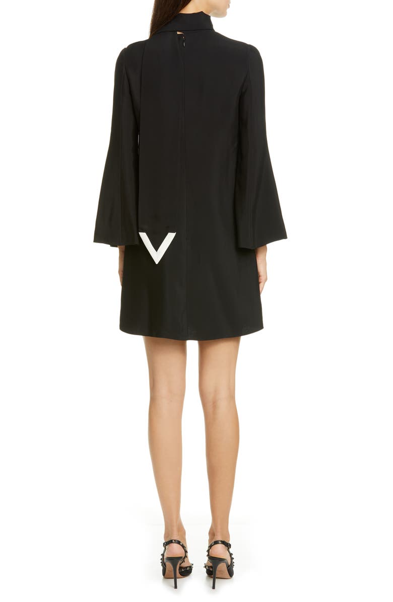 Valentino Scarf Neck Long Sleeve Minidress, Alternate, color, 