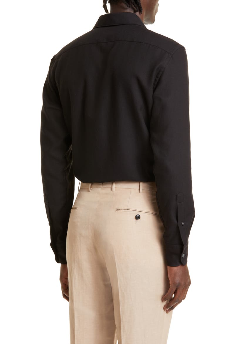 Cashco Cotton & Cashmere Button-Up Shirt, Alternate, color, BLACK
