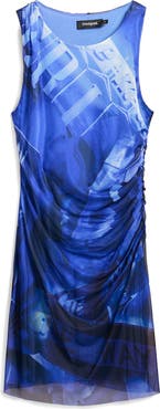 Desigual Abstract Print Mesh Sheath Dress
