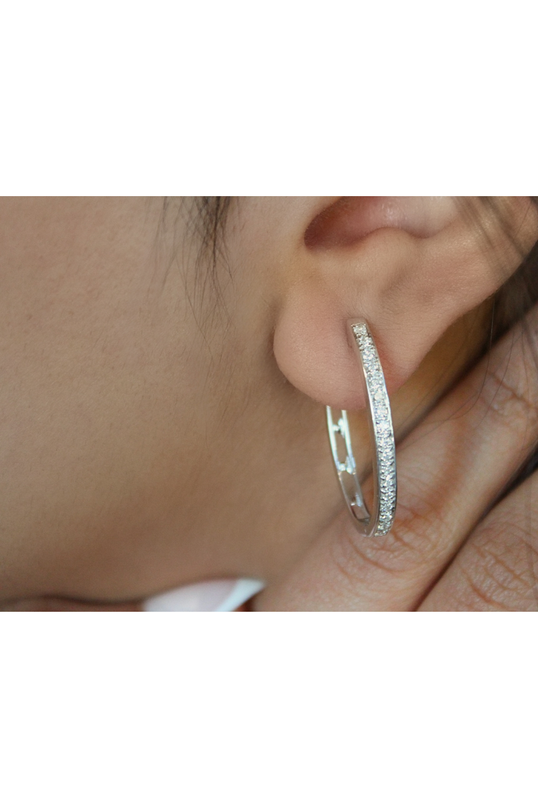 Maris Channel-Set Diamond Huggie Hoop Earrings in 14K Gold, Alternate, color, 14K White Gold