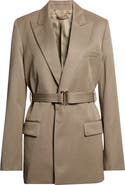 Victoria Beckham Tailored Belted Wool Blend Twill Jacket