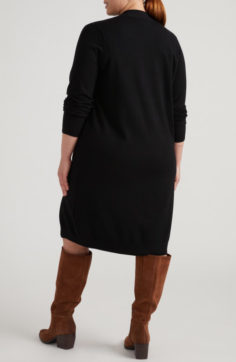 Universal Standard Long Open Front Cardigan, Alternate, color, Black