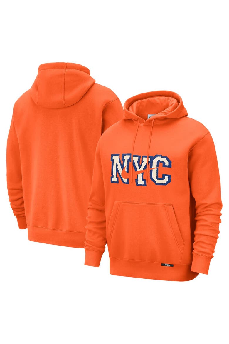 Men's Nike  Orange New York Knicks 2025/26 City Edition Essential Logo Remix Hoodie, Main, color, Orange