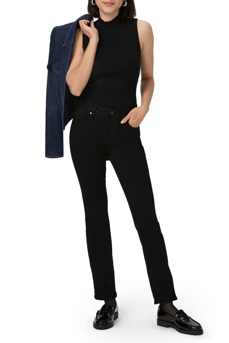 Cindy High Waist Ankle Straight Leg Jeans, Alternate, color, BLACK SHADOW
