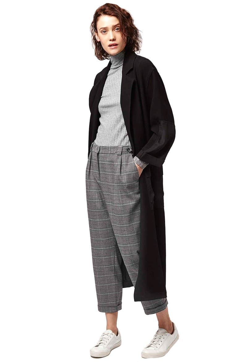 Check Crop Pants, Alternate, color, GREY
