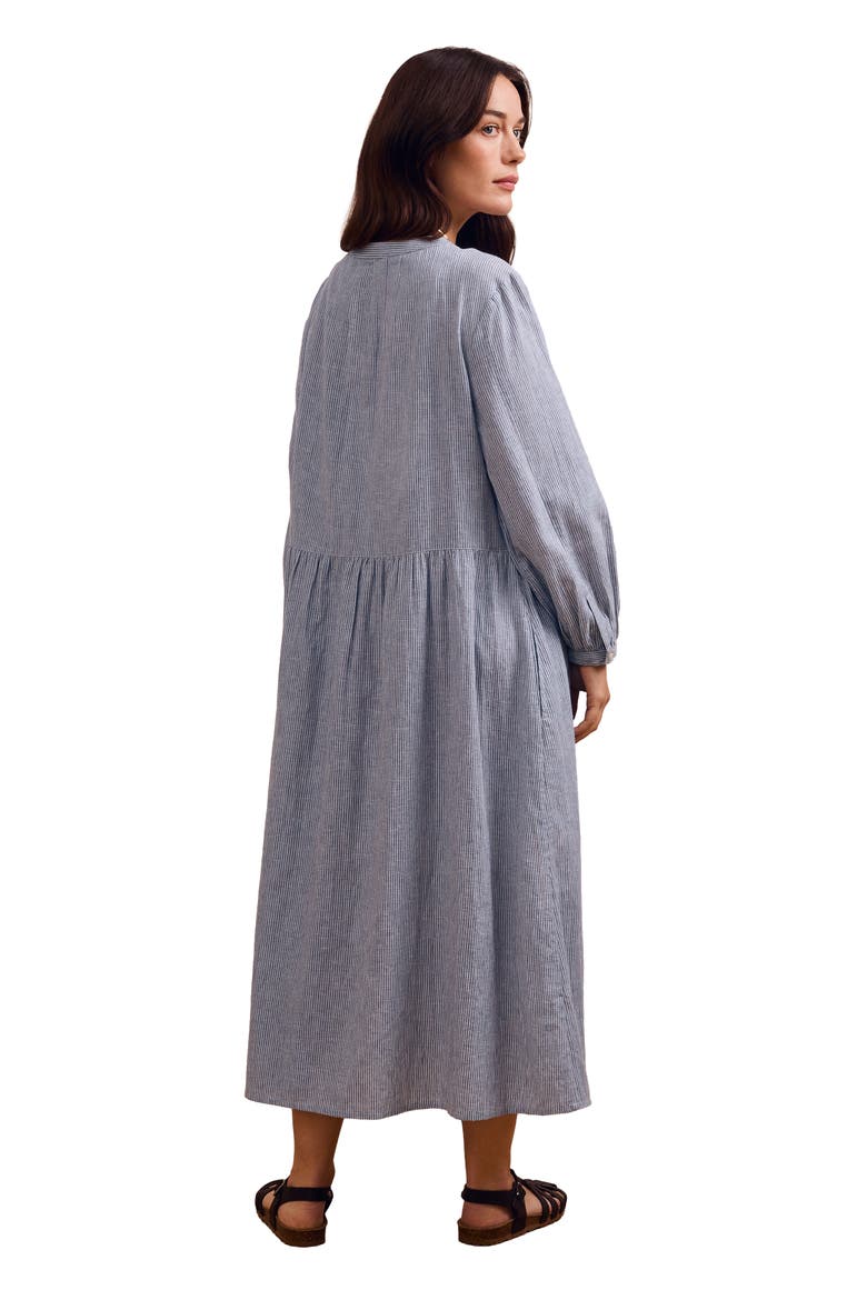 Button Front Midi Shirt Dress, Alternate, color, Blue Stripe