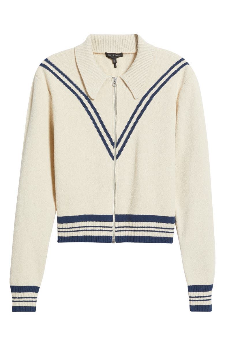 rag & bone Sami Stripe Detail Cotton Blend Zip Cardigan, Alternate, color, 