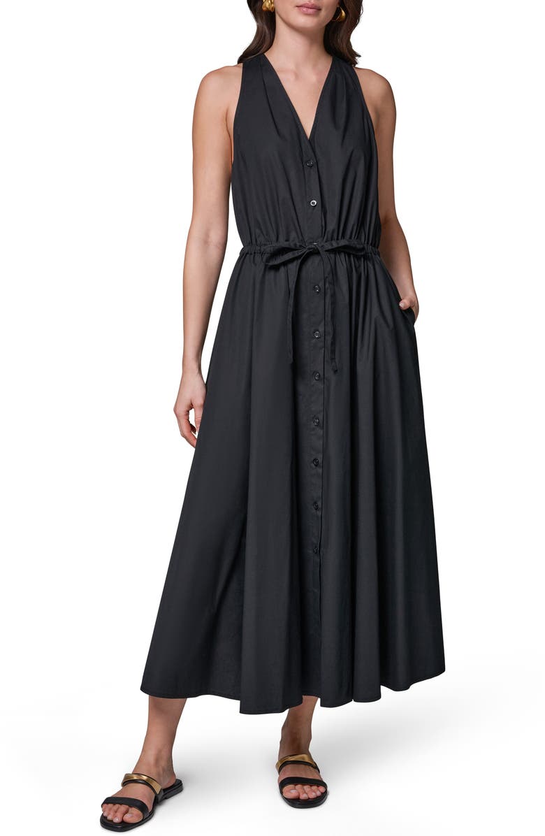 Donna Karan New York Stretch Poplin Maxi Dress, Main, color, Black