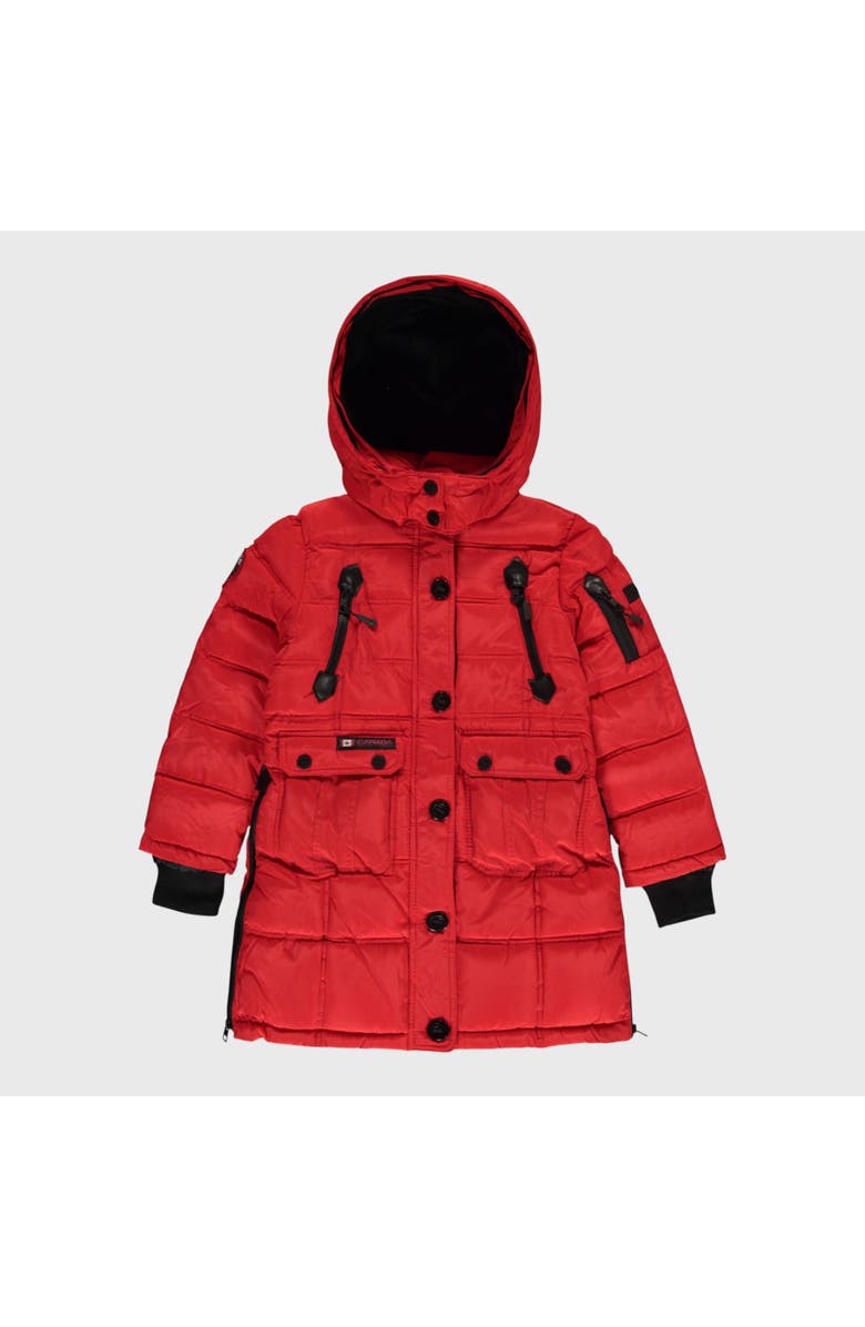 CANADA WEATHER GEAR Girls' Long Faux Fur Parka, Alternate, color, Red