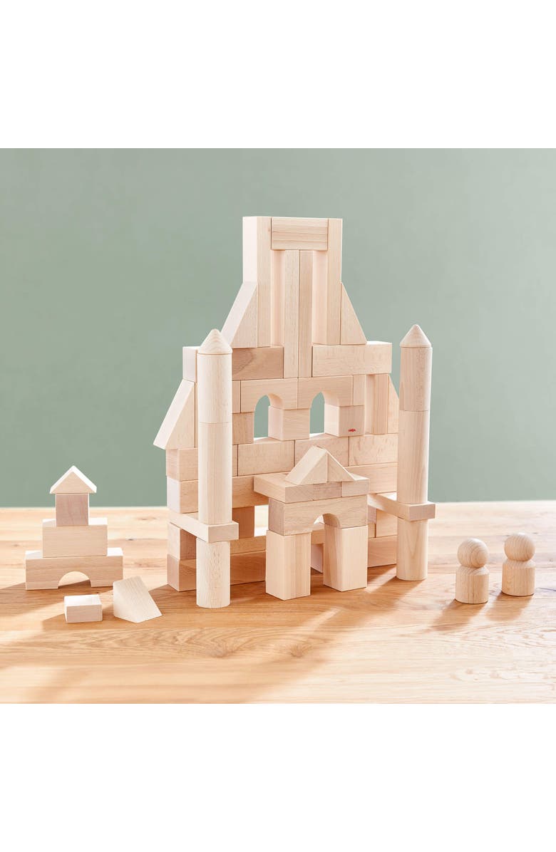HABA Wooden Building Blocks 60 Piece Set, Ideal Toddler Blocks for Ages 2-4 & Kids Stacking Toys for Ages 1 & Up for Open-Ended Play, Made in Germany, Alternate, color, Tan