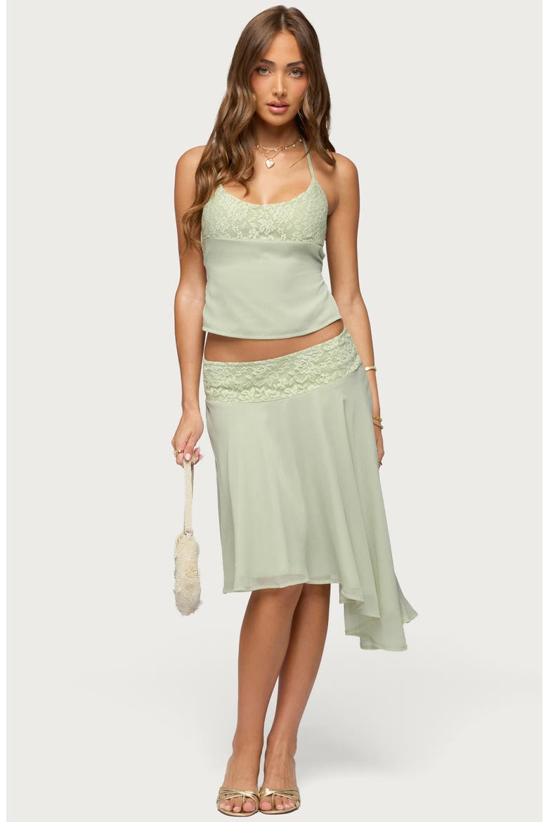 Evia Lace Trim Tie Back Halter Top, Alternate, color, SAGE