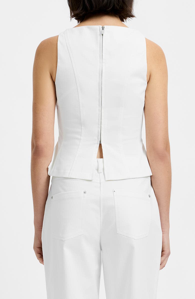 French Connection Inez Stretch Cotton Twill Peplum Top, Alternate, color, Summer White