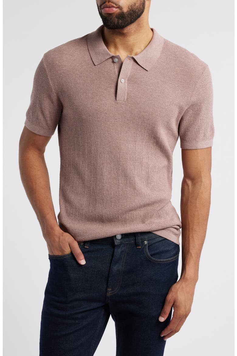 Neo Short Sleeve Polo Sweater, Main, color, WINTER ROSE