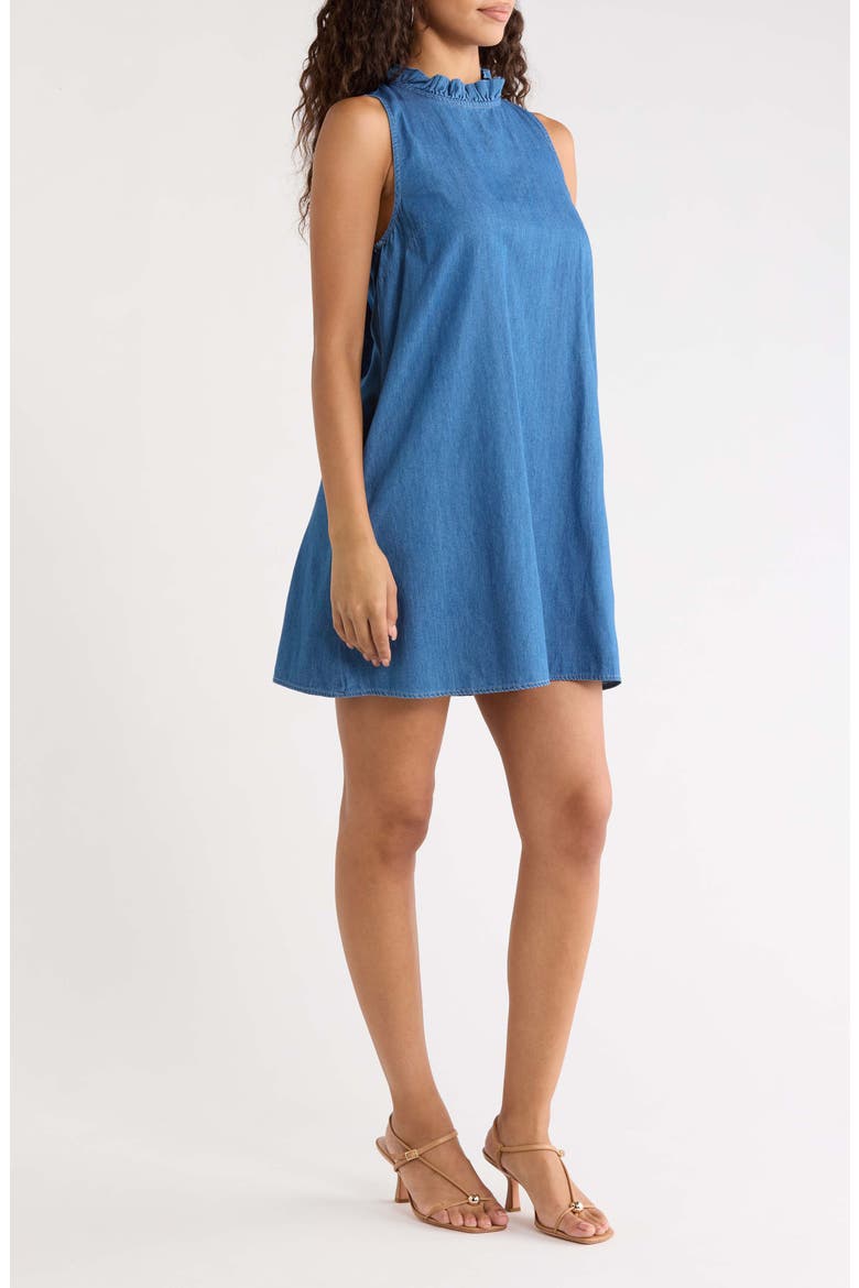 Haysville Benson Cotton Trapeze Minidress, Alternate, color, DENIM