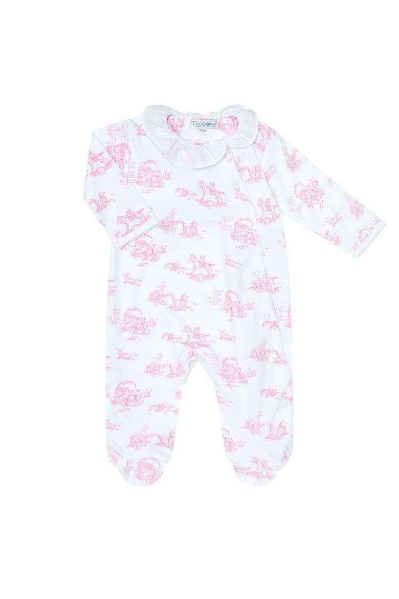 Pink Toile Crossover Footie - Baby, Alternate, color, Pink