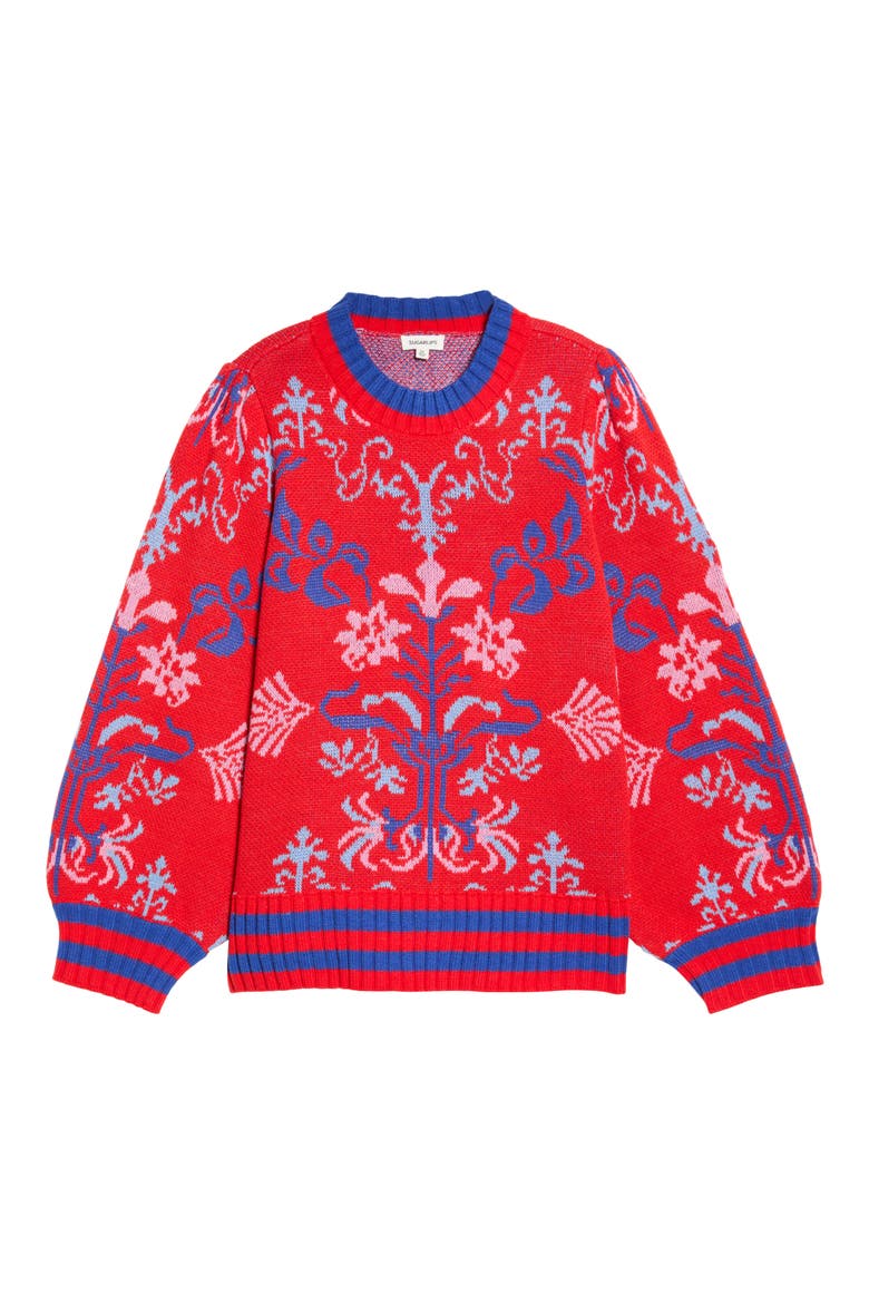 Almila Pattern Sweater, Alternate, color, RED-MULTI
