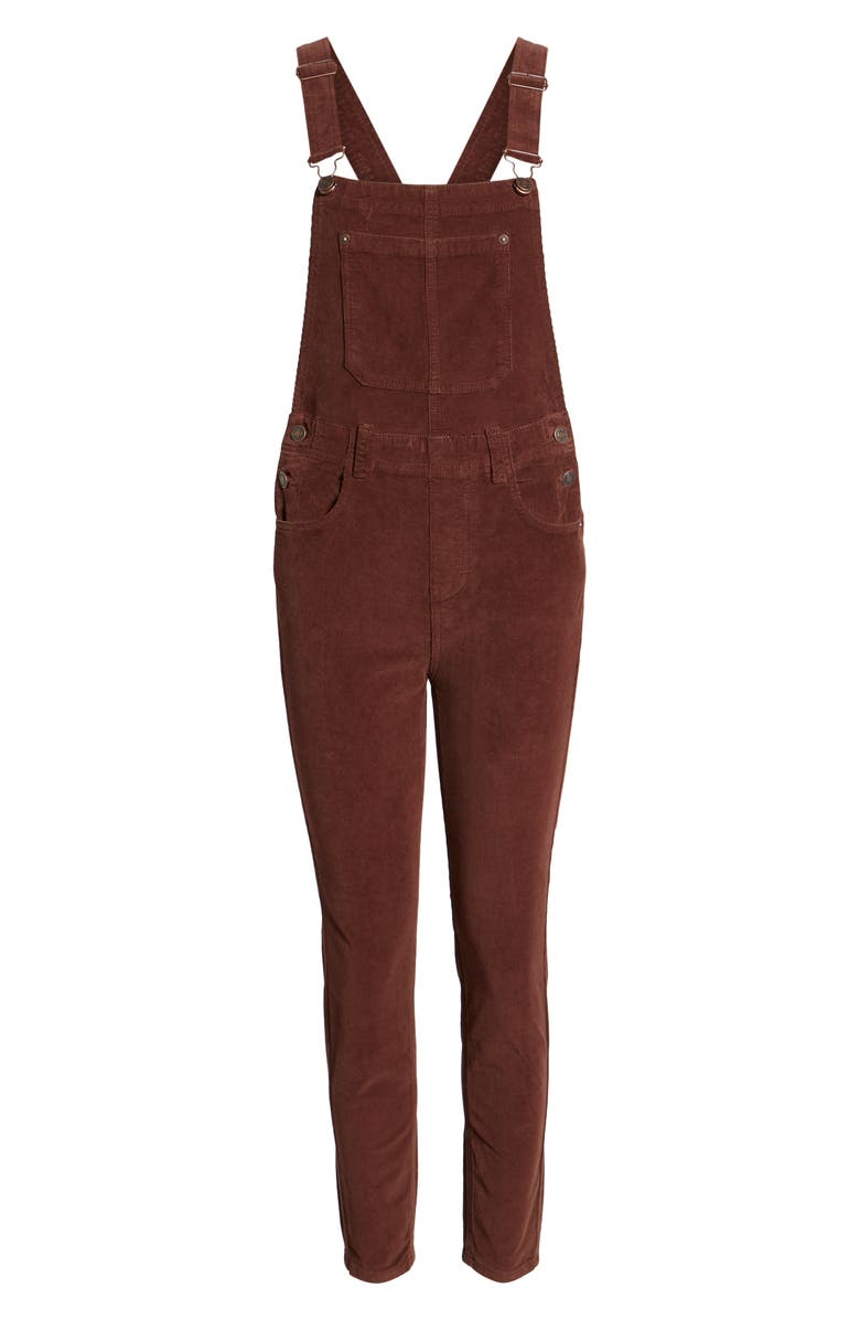 Free People Slim Ankle Corduroy Overalls, Alternate, color, 