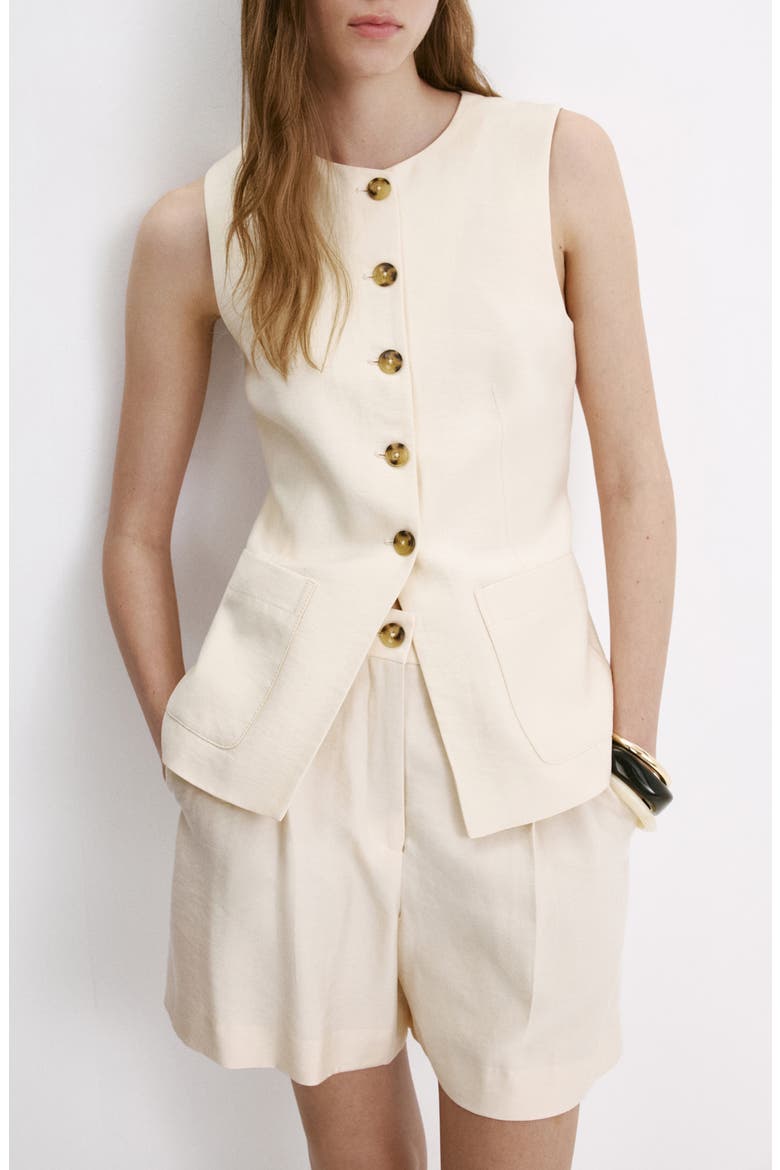 Pocket Button Front Vest, Main, color, ECRU
