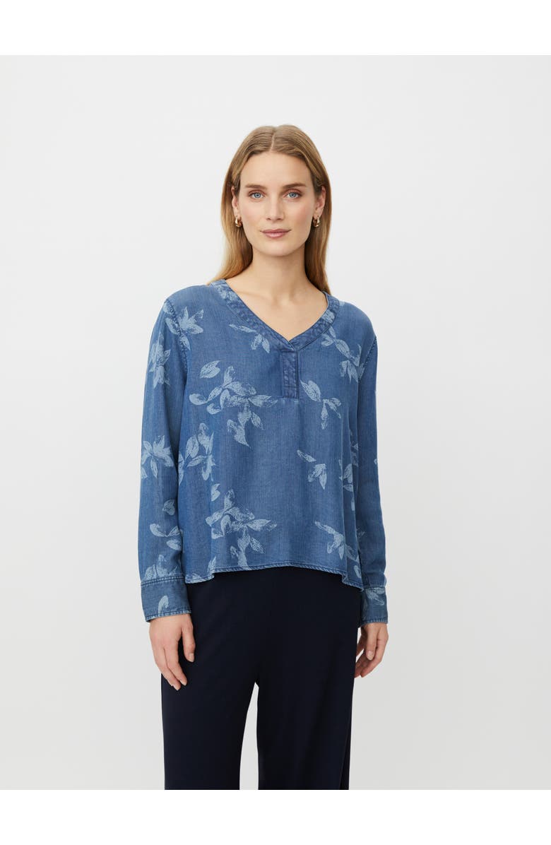 Masai Copenhagen MaDariane Denim Floral Print Blouse, Main, color, Blue Denim