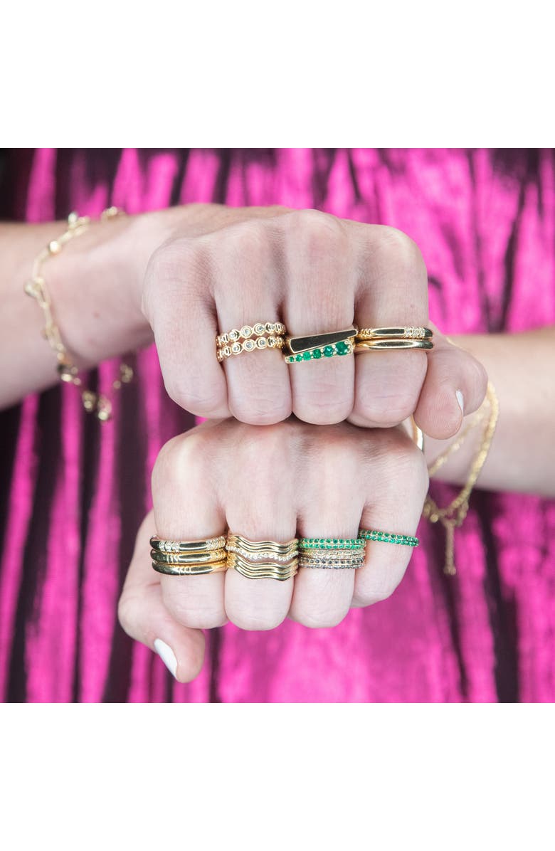 Campbell + Charlotte Edge Tapered Stacking Ring, Alternate, color, Emerald-Gold
