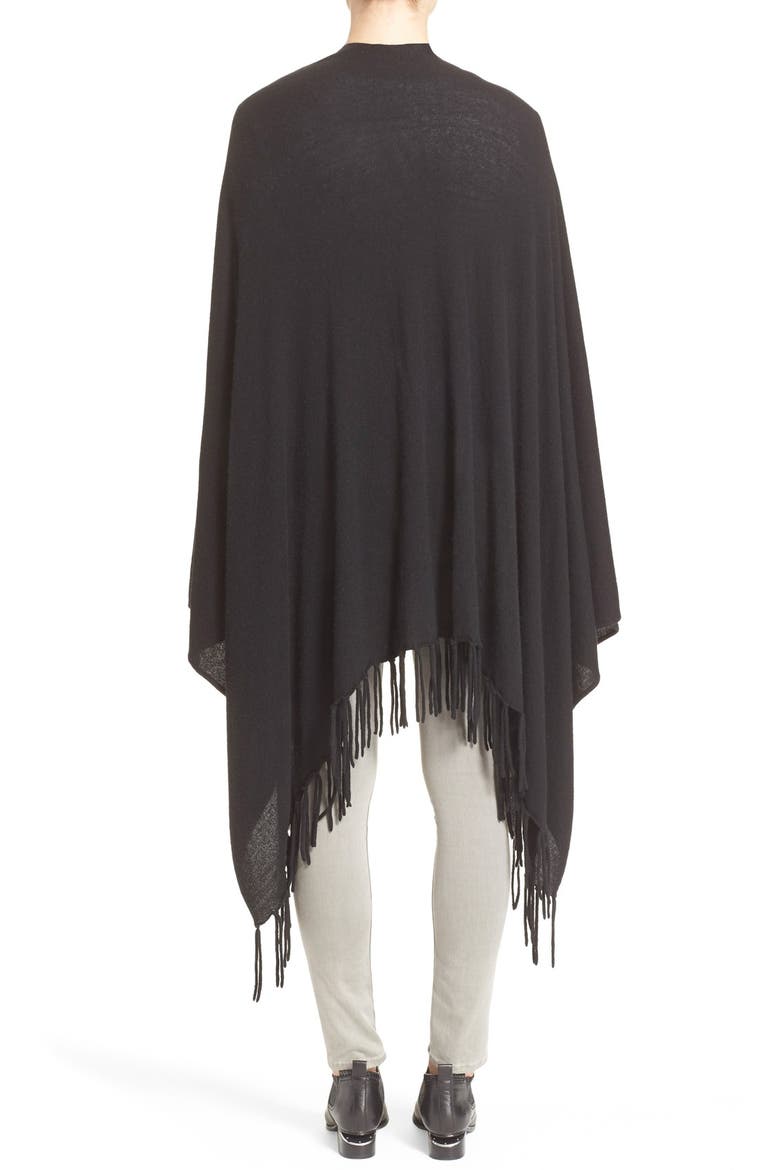 Fringe Trim Cape, Alternate, color, BLACK