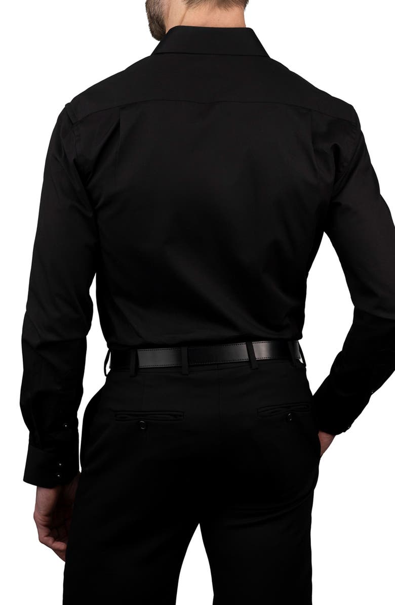 KARL LAGERFELD Trim Fit Solid Cotton Dress Shirt, Alternate, color, Black