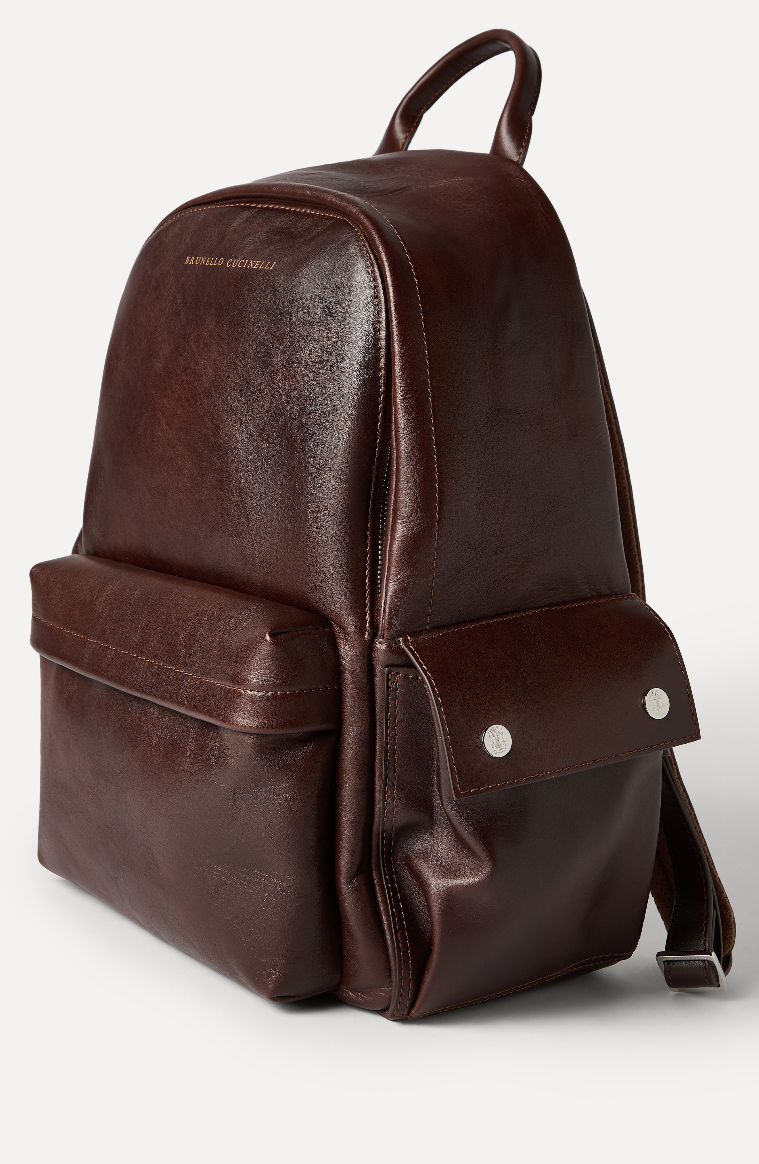 Brunello Cucinelli Calfskin backpack, Alternate, color, Burgundy
