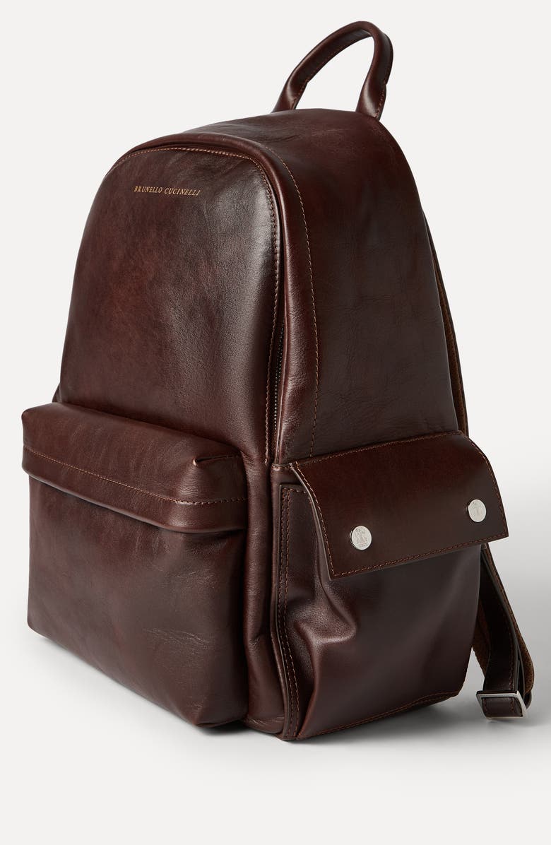 Brunello Cucinelli Calfskin backpack, Alternate, color, Burgundy