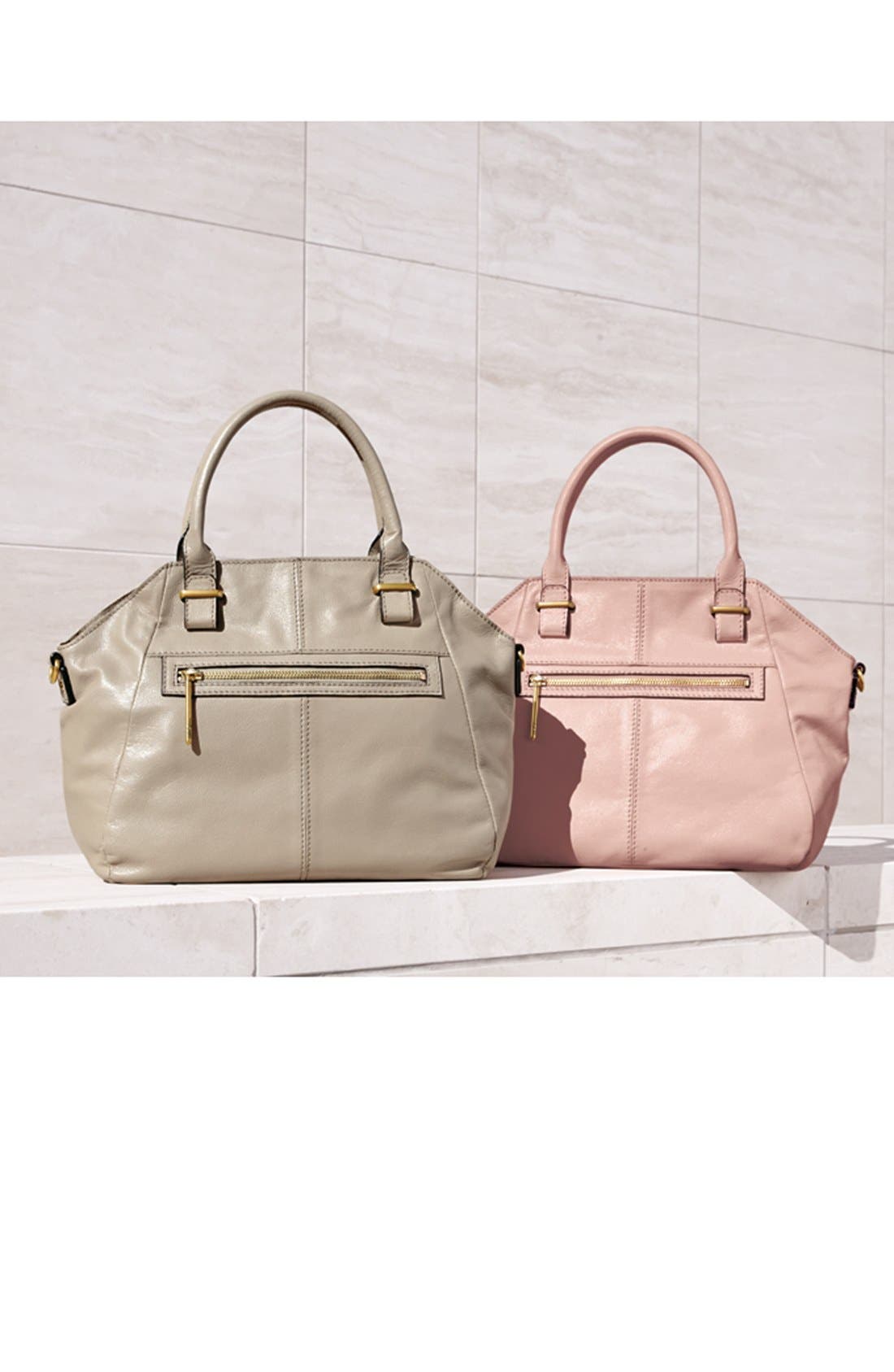 'Medium Faro' Leather Satchel, Alternate, color, BLACK