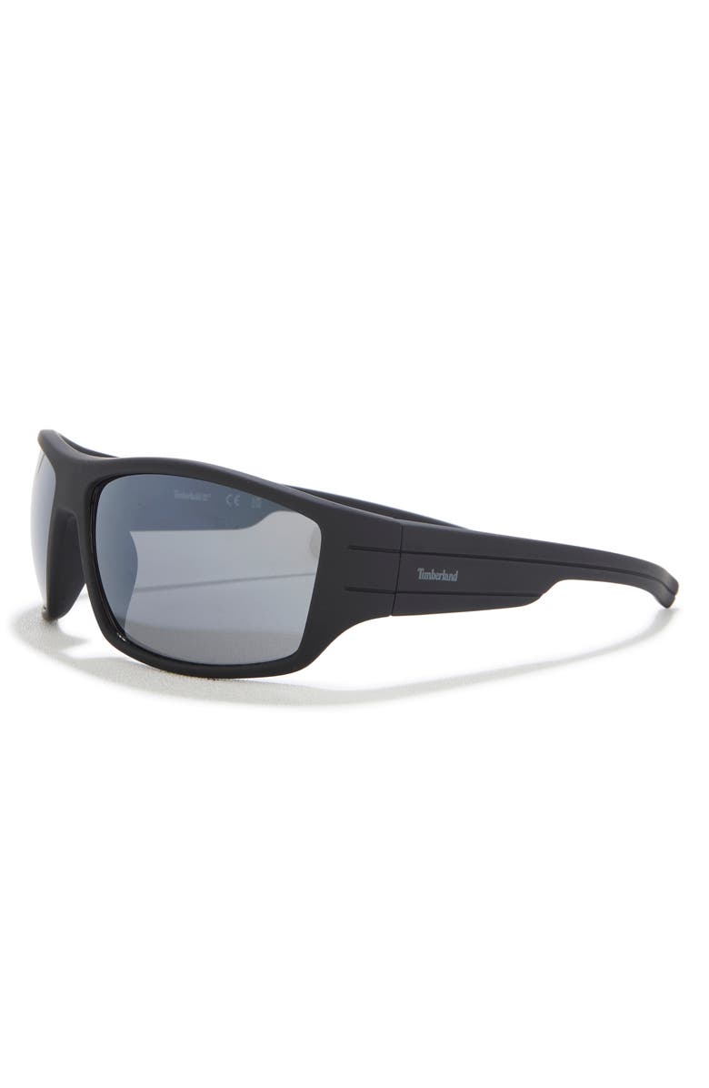 Timberland 63mm Rectangular Sunglasses, Alternate, color, Black/ Other / Smoke Mirror