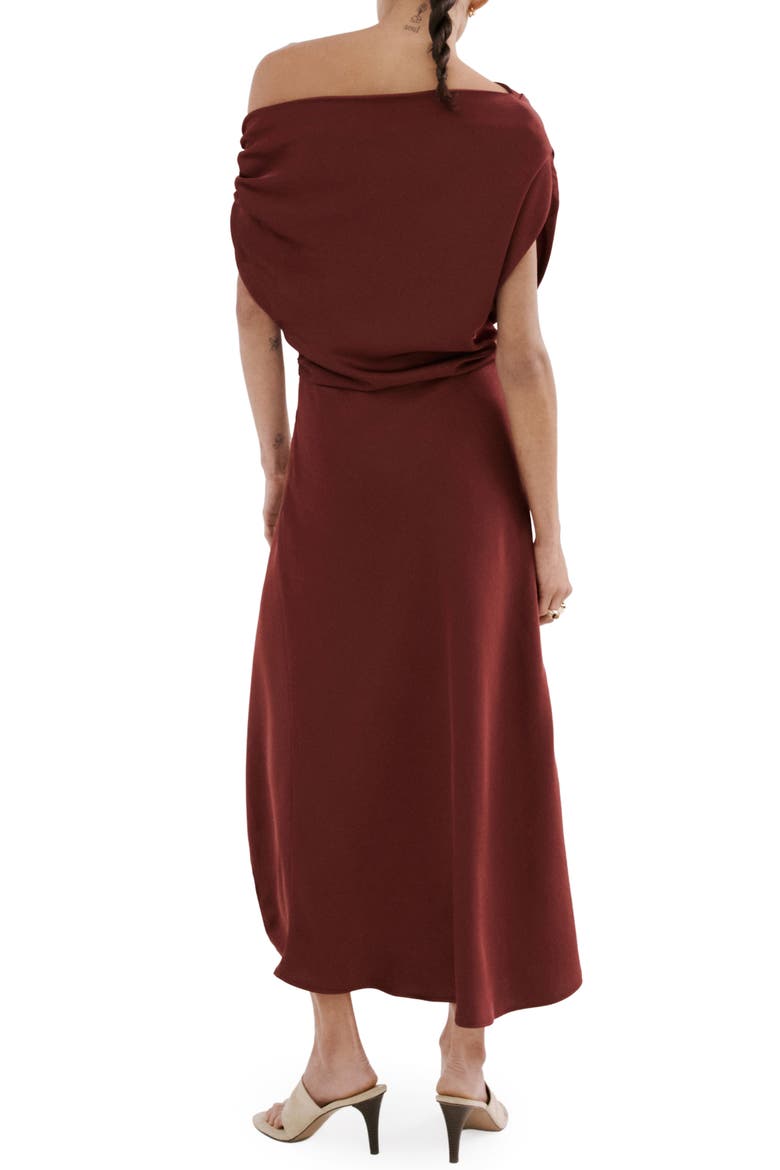 One-Shoulder High-Low Cocktail Dress, Alternate, color, BURGUNDY