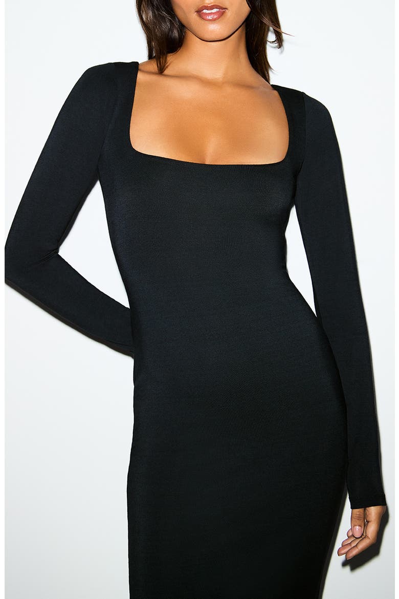 Smooth Layers Long Sleeve Dress, Alternate, color, OBSIDIAN